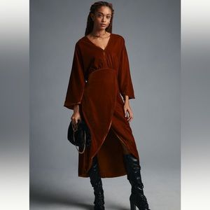 NWT Anthropologie velvet faux wrap dress